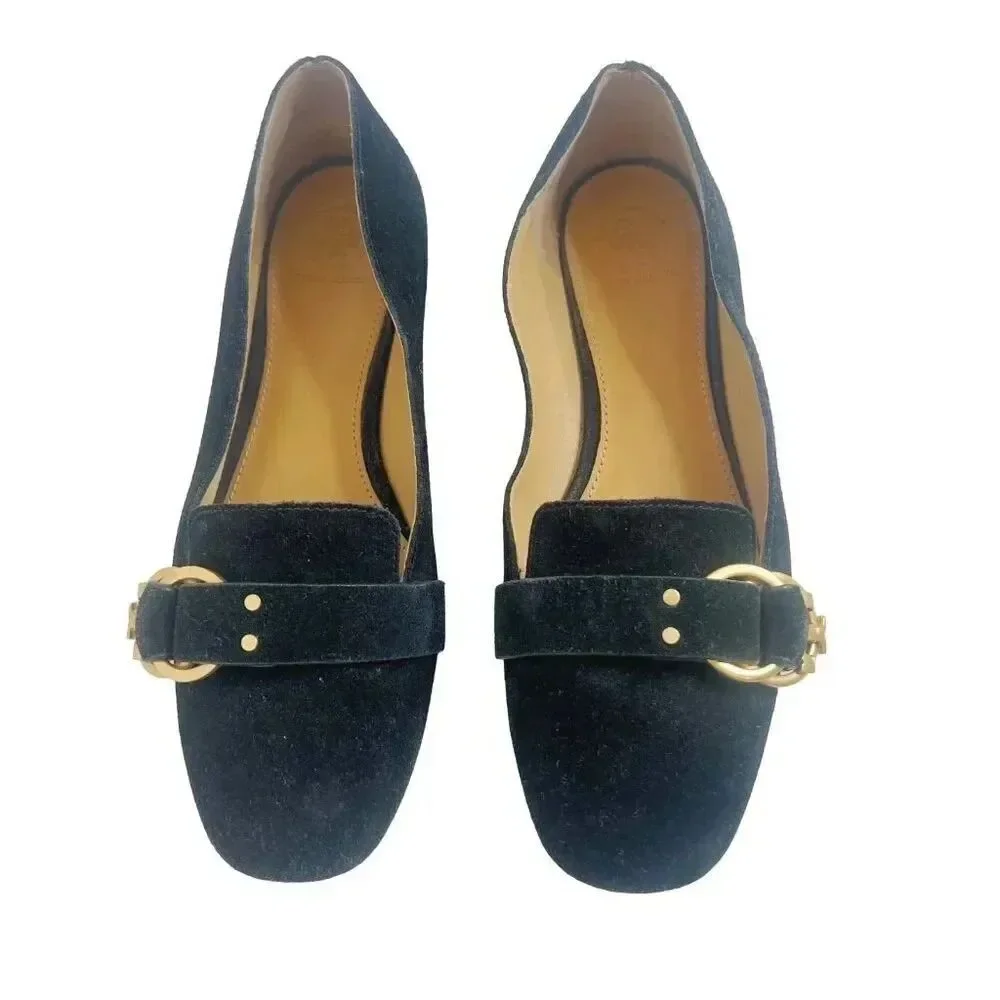 Tory Burch Marsden Suede Smoking Loafer in Black Women's Size 8.5